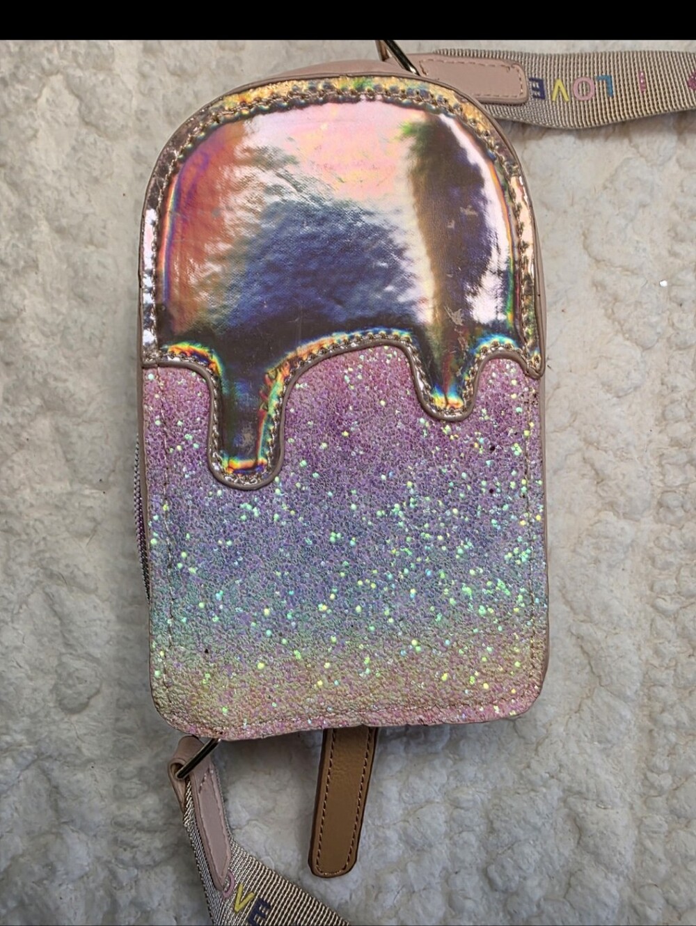 Kawaii Glitter Ice Cream Crossbody Bag Pastel Mini Purse